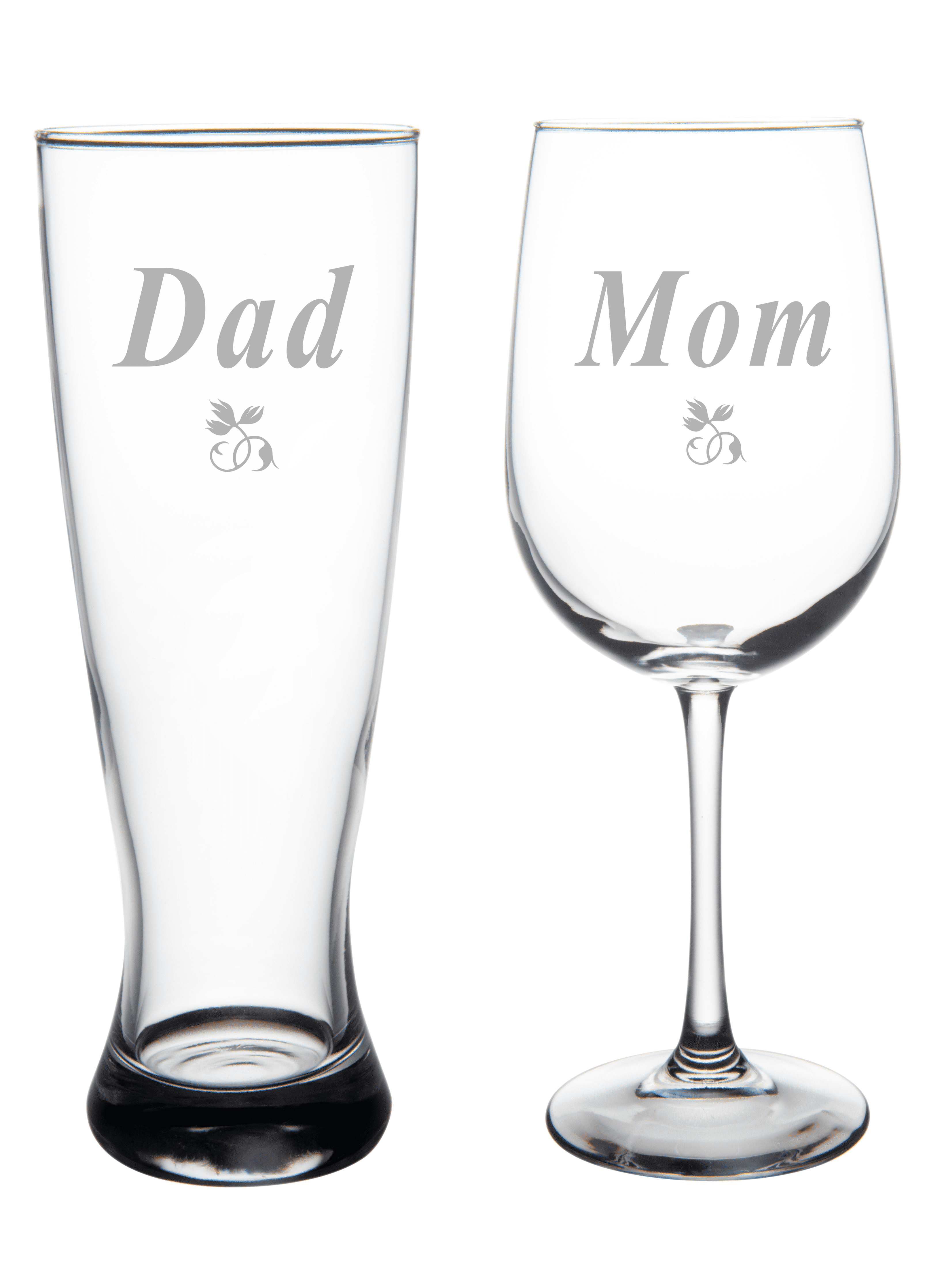 C&M Personal Gifts Dad 23 oz. Beer Pilsner and Mom 19 oz. Wine Glass Set - 2 Pieces
