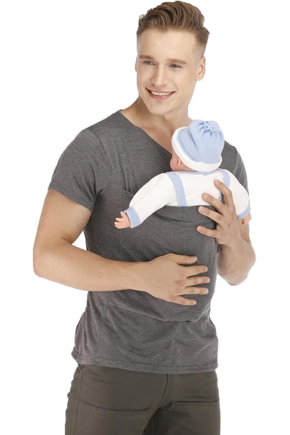 Dad and Mom Kangaroo Carrier Shirt Mens Top Women's Slim Tee Versatile Use Convenient Pockets T-Shirt