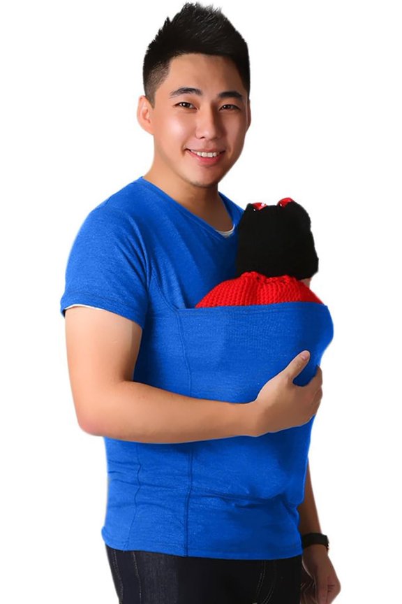 Dad and Mom Kangaroo Carrier Shirt Mens Top Women's Slim Tee Versatile Use Convenient Pockets T-Shirt