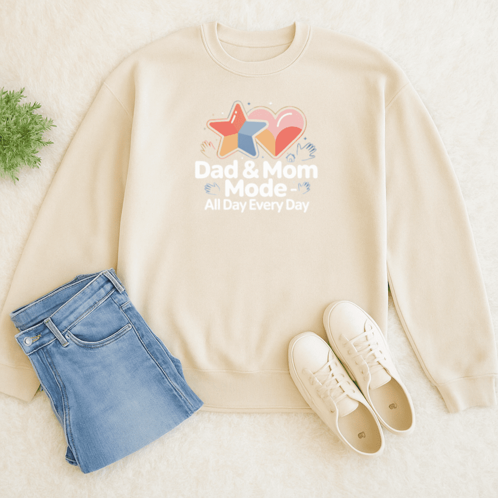 Dad and Mom Mode All Day Every Day Cute Funny Family Quote Sweatshirt Dad and Mom Mode All Day Every Day Cute Funny Family Quote Sweatshirt