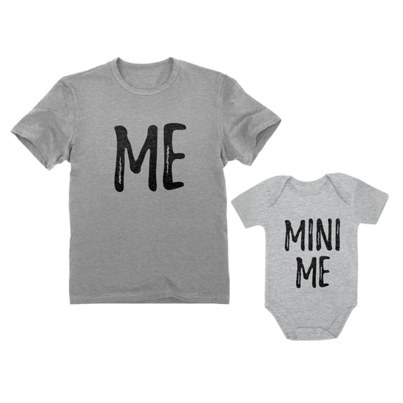 Dad and Son Matching Matching T-Shirt & Bodysuit Funny Me & Mini Me Matching Set Dad Gray Large / Son Gray Newborn (0-3M)