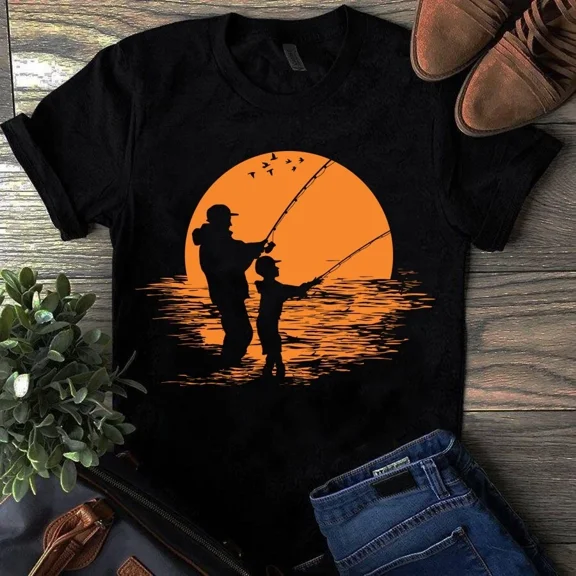 Dad and Son The Fishing Bass Hobbyist Gift For A Father's Day Unisex T-Shirt, up to 5XL