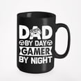 thumbnail image 1 of Dad by Day, Gamer by Night - Father's Day or Birthday, Black 15oz Ceramic Mug, 1 of 5