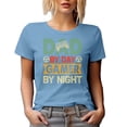 thumbnail image 1 of Dad by Day, Gamer by Night with Game Controller, Father's Day, Baby Blue T-Shirt, Medium, 1 of 5