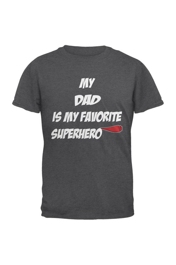 Dad is My Superhero Dark Heather Adult T-Shirt - Large