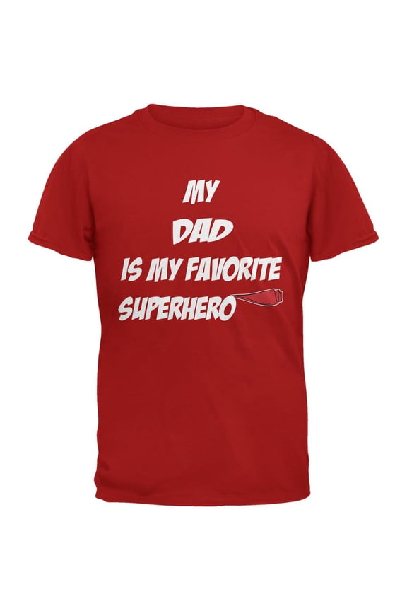 Dad is My Superhero Red Adult T-Shirt - Small