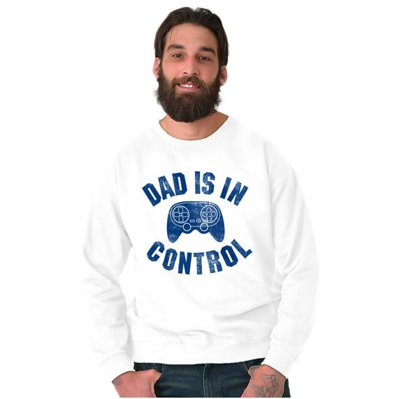 Dad is in Control Nerdy Gamer Father Men's Crewneck Sweatshirt Brisco Brands M
