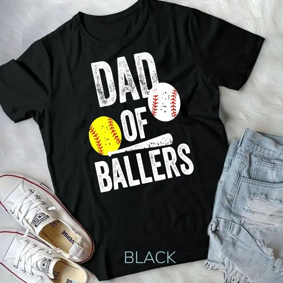 Dad of Ballers T Shirt, Funny Baseball and Softball Gift from Son Unisex T-Shirt