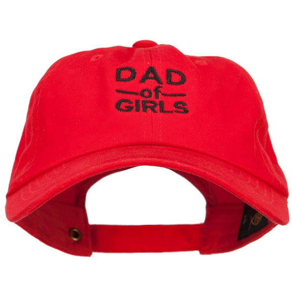Dad of Girls Embroidered Unstructured Cotton Cap - Red OSFM
