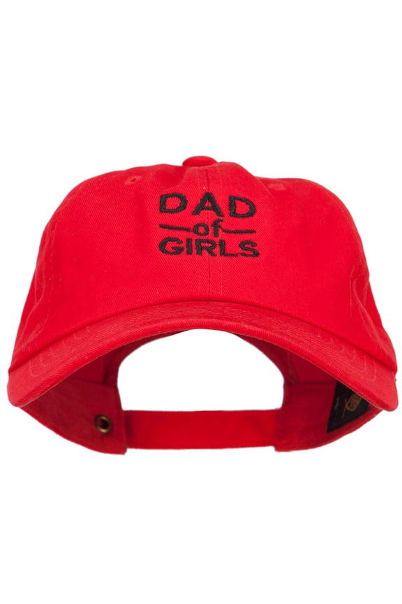 Dad of Girls Embroidered Unstructured Cotton Cap - Red OSFM
