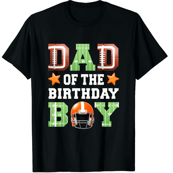 Dad of the Birthday Boy American Football Theme T-Shirt for Men