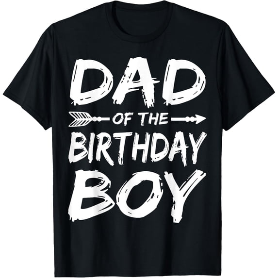 Dad of the birthday boy matching family party T-ShirtMen and women, Black T-shirt, size: Extra large
