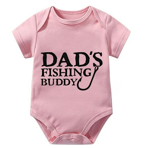 Dad's Fishing Buddy Baby Going Home Outfit Unisex Short Sleeve Baby Girl Bring Home Outfit Newborn White Baby Girl Romper 6-9
