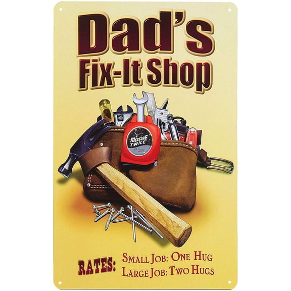 Dad's Fix-it Shop Metal Tin Sign Wall Decor