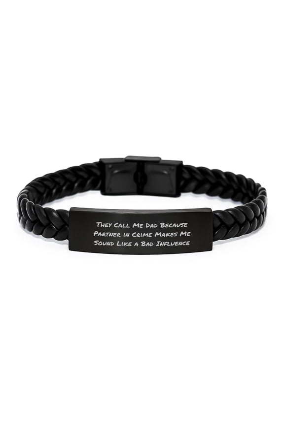 Dad's Funny Partner in Crime Interlaced Leather Bracelet Gifts from Men for Christmas Unique Gifts