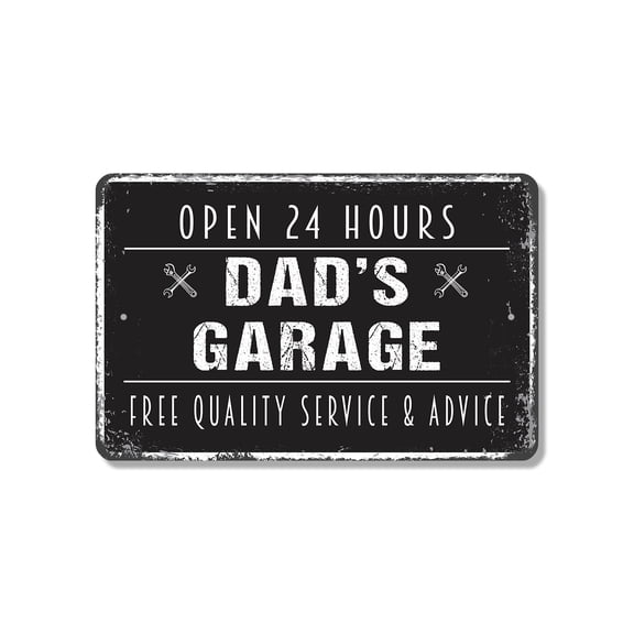 Dad’s Garage Custom (2 Pack) 8 Inch x 12 Inch Novelty Plastic Sign Your Name Tools Rule Durable Weatherproof UV Protected Perfect for Garages Workshops Sheds Fun Gift for Dads Grandpas