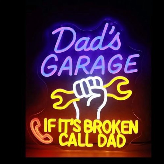 Dads Garage Neon Sign LED Light Up Wall Decor for Man Cave, Garage, Shop, and Car Guy Gifts If Its Broken Call Dad Fathers Day Gift$$Tools & Hardware Other