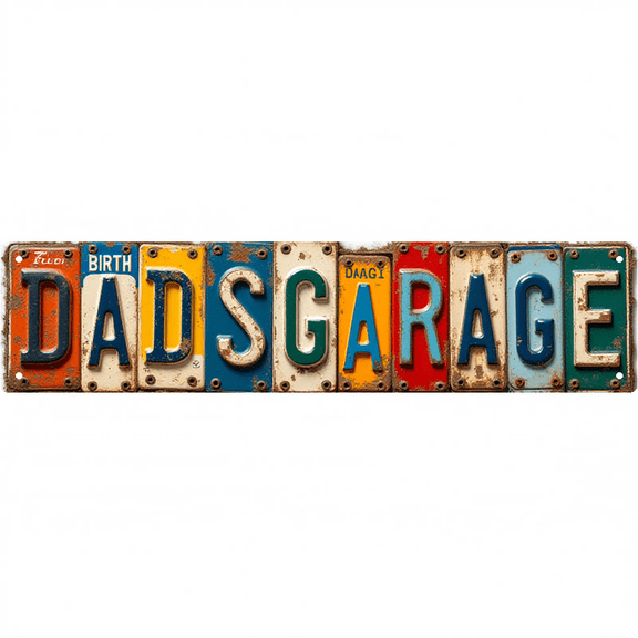 Dad's Garage Tin Decor 16*4 Inches "DAD'S GARAGE" Garage/Man Cave Wall Art - Retro Garage Accent, Garage Decor, Garage Metal Sign