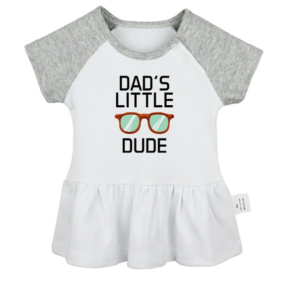 Dad's Little Dude Funny Dresses For Baby, Newborn Babies Skirts, Infant Princess Dress, 0-24M Kids Graphic Clothes (Gray Raglan Dresses, 0-6 Months)