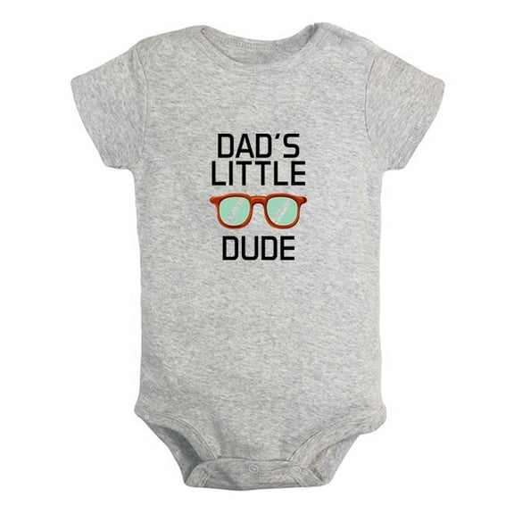 Dad's Little Dude Funny Rompers For Babies, Newborn Baby Unisex Bodysuits, Infant Jumpsuits, Toddler 0-12 Months Kids One-Piece Oufits (Gray, 6-12 Months)