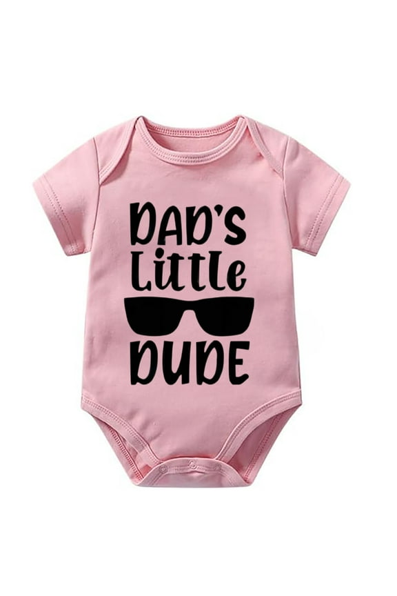 Dad's Little Dude Summer Romper Baby Girl Short Sleeve Baby Girl Newborn Outfit White Baby Boy Suit 0-3 Months