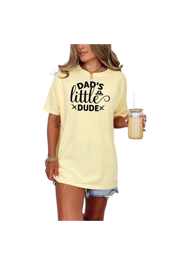 Dad's Little Dude T-Shirt, Fun Graphic Tee, Cute Gift for Boys, Father's Day Shirt, Family Matching Outfit, Kids Cool Casual Shirt, Butter Comfort Colors T-Shirt, Medium