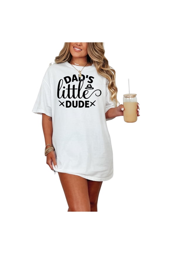 Dad's Little Dude T-Shirt, Fun Graphic Tee, Cute Gift for Boys, Father's Day Shirt, Family Matching Outfit, Kids Cool Casual Shirt, White Comfort Colors T-Shirt, Large