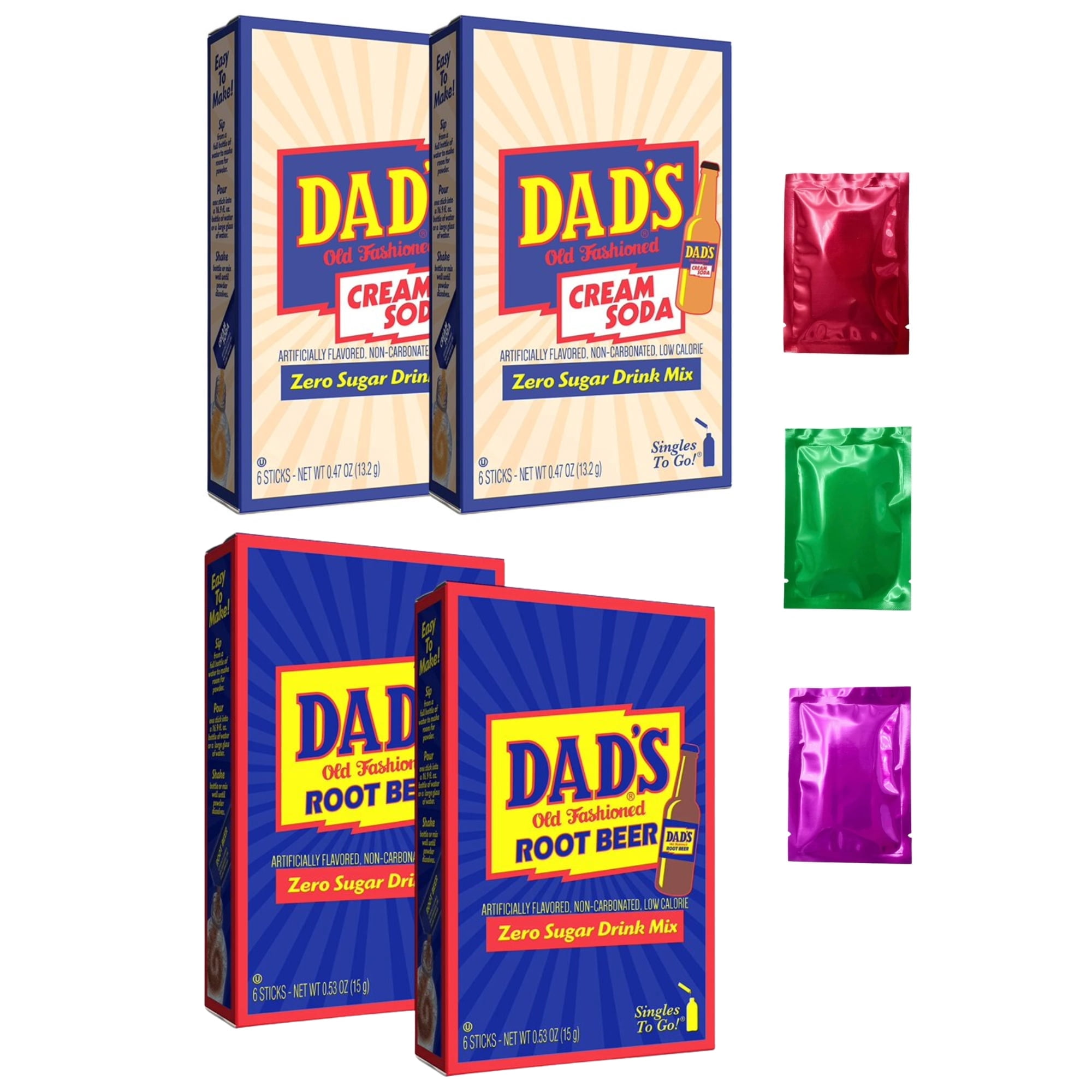 Dad's Old Fashioned Cream Soda and Root Beer (Box of 4), Singles To Go ...