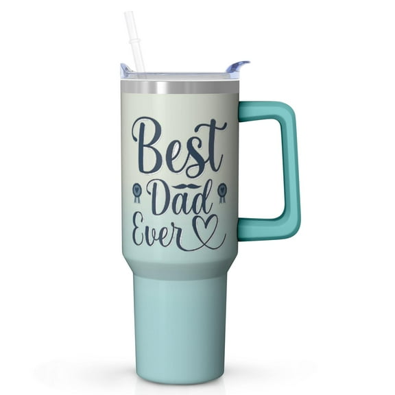 Dad's Pride Tumbler 40oz Stainless Steel, Best Dad Ever Insulated Gift with Lid & Straw, Father's Day Christmas Birthday Present from Family