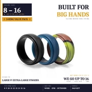 Dad's Ring Silicone Waterproof Hypoallergenic Rubber Wedding Ring for Men, Black/Blue/Camo, Size 9