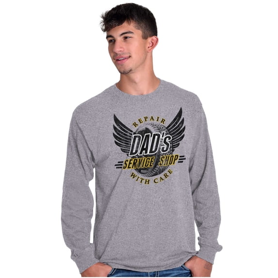 Dad's Service Shop Car Auto Mechanic Men's Long Sleeve Tee T Shirt Brisco Brands S