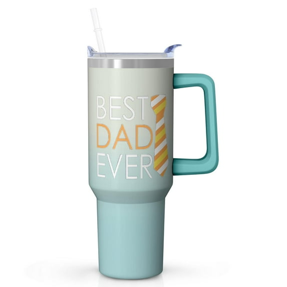 Dad's Treasure Tumbler 40oz Stainless Steel, Best Dad Ever Insulated Gift with Lid & Straw, Father's Day Christmas Birthday Present from Daughter