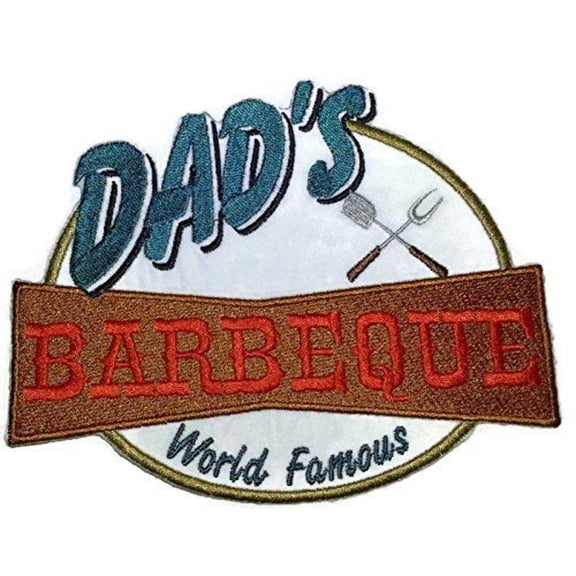 Dad's World Famous BBQ Embroidered Iron On/Sew patch [6.1 X 4.9]