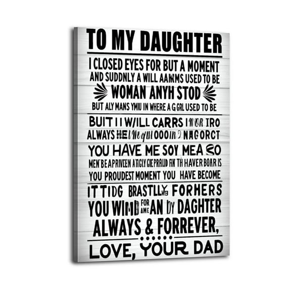 Dad to Daughter Canvas Print Poster Great Wall Art for Home Decor, Made in USA,Fathers Day Posters for Room, Office Or Living Room