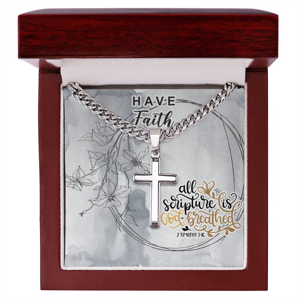 Dad to Son Gifts Cross Necklace Chain Bible Verse - All Scripture Is ...