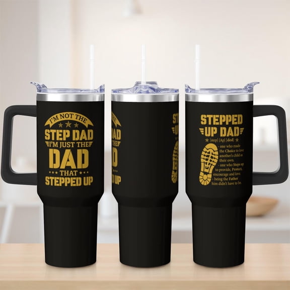 Dad tumbler 40 oz tumbler with handle and straw 304 stainless steel travel cup coffee mug water bottle suitable as a gifts for men Father's Day gift