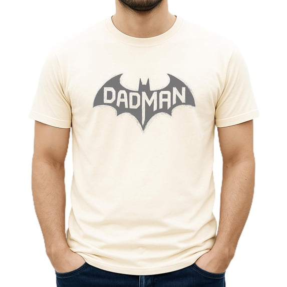 DadMan Shirt for Men Funny Dad T-Shirt with Gray Bat Graphic Natural Shirt Adult Large