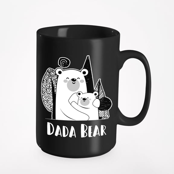 Dada Bear Father's Day, Dad, Daddy, Husband & Men, Black 15oz Ceramic Mug
