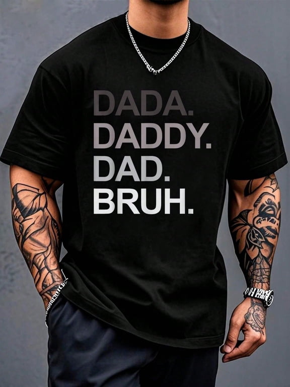 Dada Daddy Dad Bruh Funny Husband Dad Father's Day Mens T-Shirt Print T-Shirt Casual Crew Neck Short Sleeve Comfort Tee Top For Spring & Summer Men's Clothing