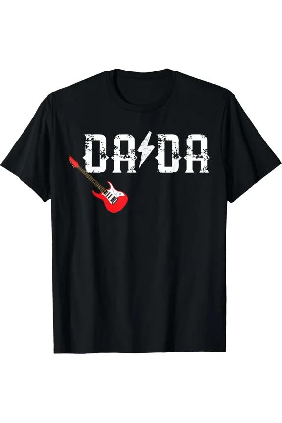 Dada Rock Guitar Lightning Dad Rocker Musician Father Gift Unisex T-Shirt, S-5XL