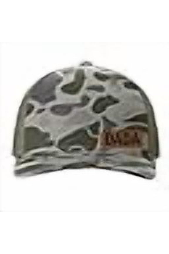Dada Vegan Leather Patch Cap, Richardson 112, Dad Hat, Dad Gift, Leather Richardson Hat 112 (Marsh Camo)