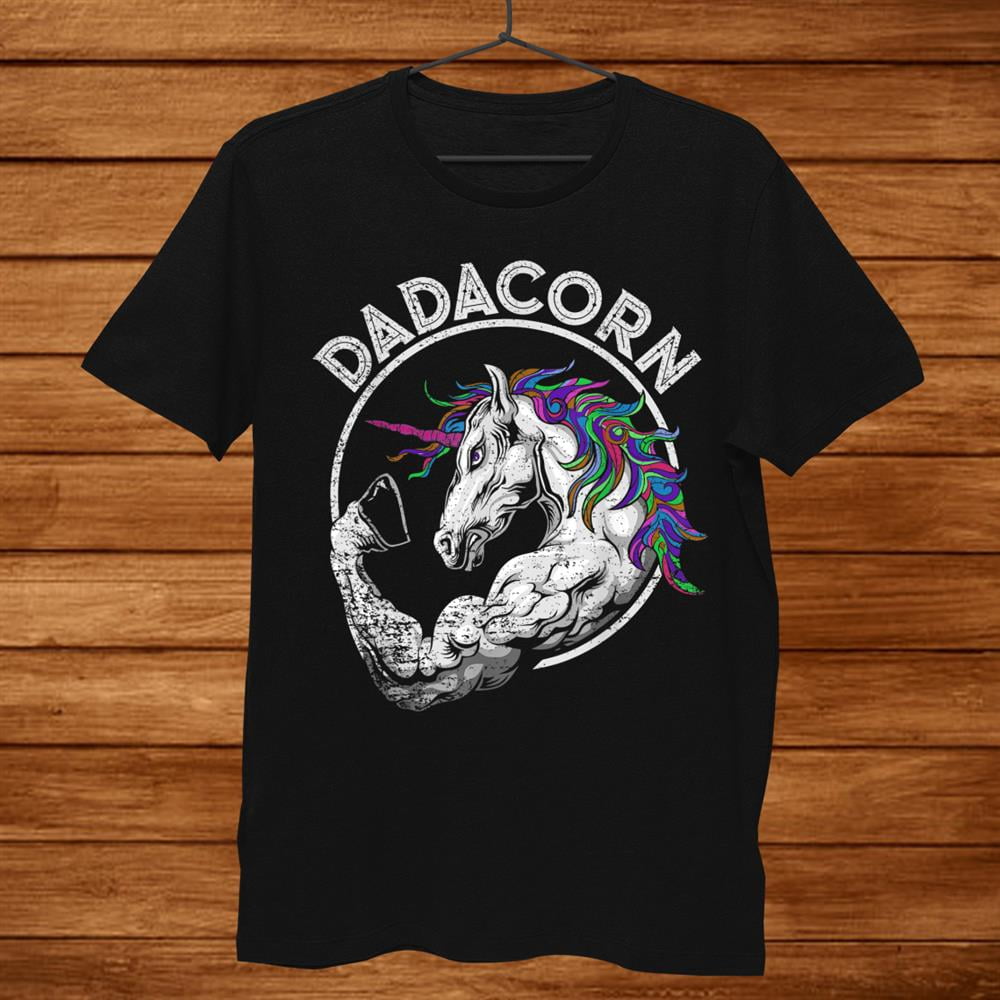 Dadacorn Shirt Unicorn Muscle Dad Baby Shirt Gift Black Unisex TShirt