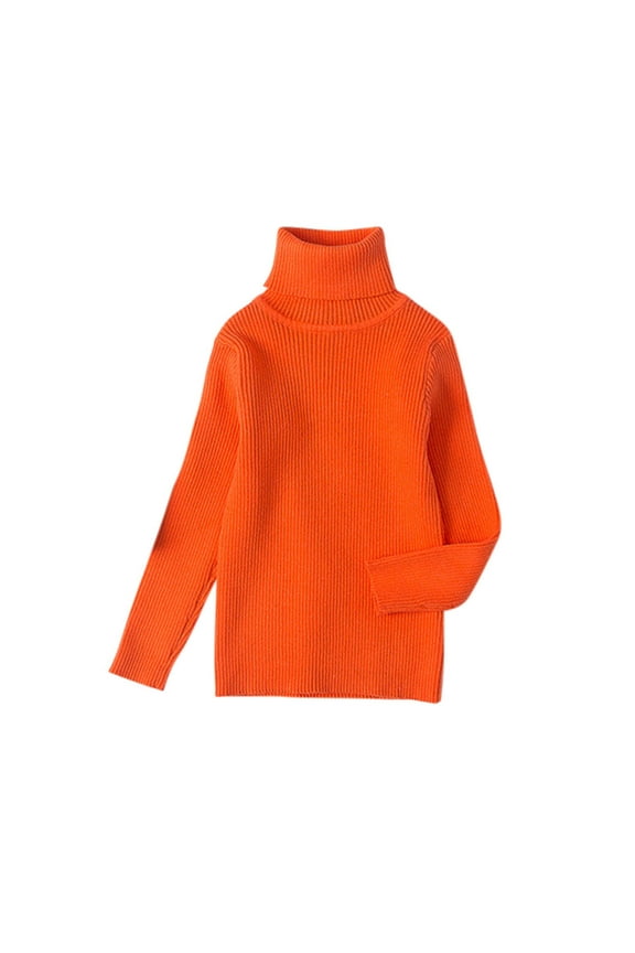 Baby Boys Girls Clothes Newborn 12M-6T Toddler Kids Knit Turtleneck Sweater Soft Solid Warm Sweater Crochet Pullover Orange 110,Toddler
