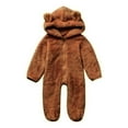 thumbnail image 1 of Dadaria Baby Clothes 60-80 Newborn Baby Boy Girls Winter Fleece Jumpsuit Solid Hooded Romper Warm Outwear Brown 6-12 Months,Baby, 1 of 8