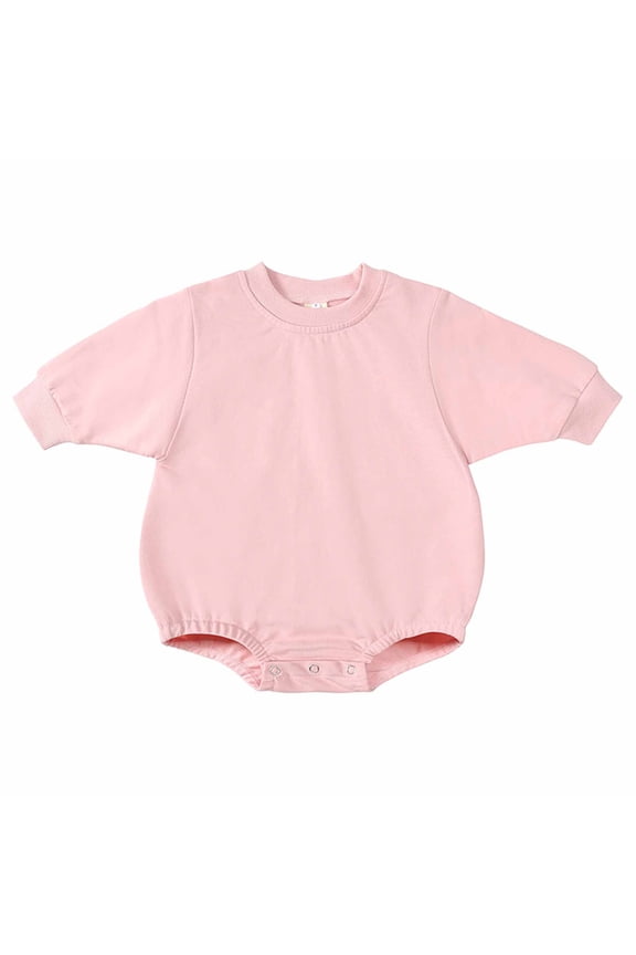 Baby Girl Clothes 3-24 Months Fall Spring Baby Girls Boys Cute Romper Long Sleeve Button Sweatshirt Jumpsuits Pink 3-6 Months