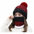 thumbnail image 1 of Dadaria Beanie Hats for Womens Earmuffs Add Flocking Thermal Cycling Warm Winter Hat Knitting Scarf Hat Red Free Size,Women, 1 of 6