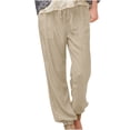 thumbnail image 1 of Dadaria Cargo Pants Women Streetwear Cheap Solid Color Lace Up Elastic Waist with Pockets Work Pants Khaki M,Female, 1 of 6