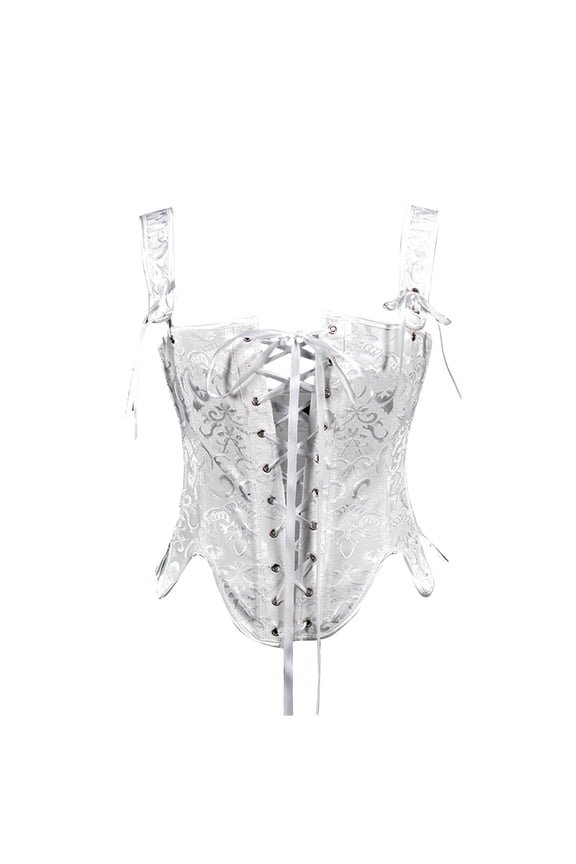 Corset Tops for Women Fashion Women Sweet Tie Corset Petals Print Underwear Shapewear White L,Women
