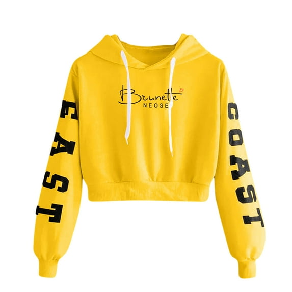 Dadaria Crop Sweatshirts for Women Cheap East Coast Long Sleeve Tops Ladies Printed Sweatshirt Short Blouse M Medium,Female