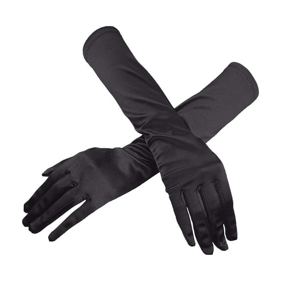 Dadaria Gloves for Womens Satin Long Gloves Opera Wedding Bridal Evening Party Prom Gloves Black,Women